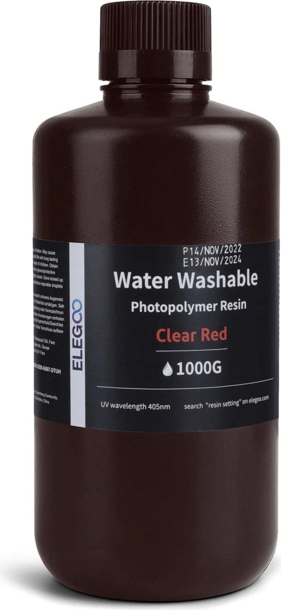 ELEGOO Water Washable Resin 1000g - Translucent Red