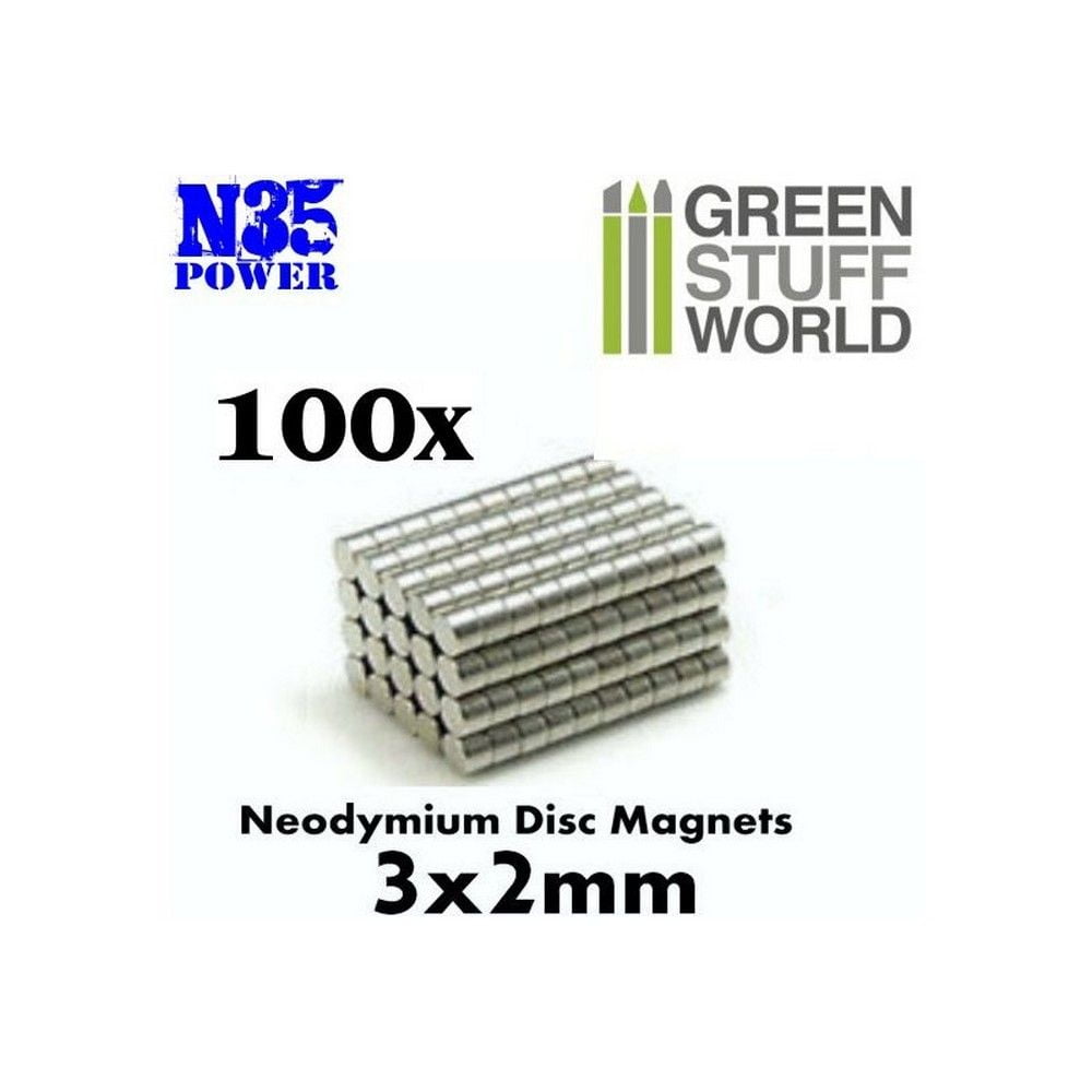 Neodymium N35 Magnets 3x2mm - 100 Units
