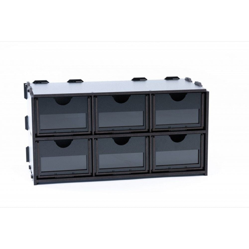 Black Paint Rack: Cabinet With 6 Drawers