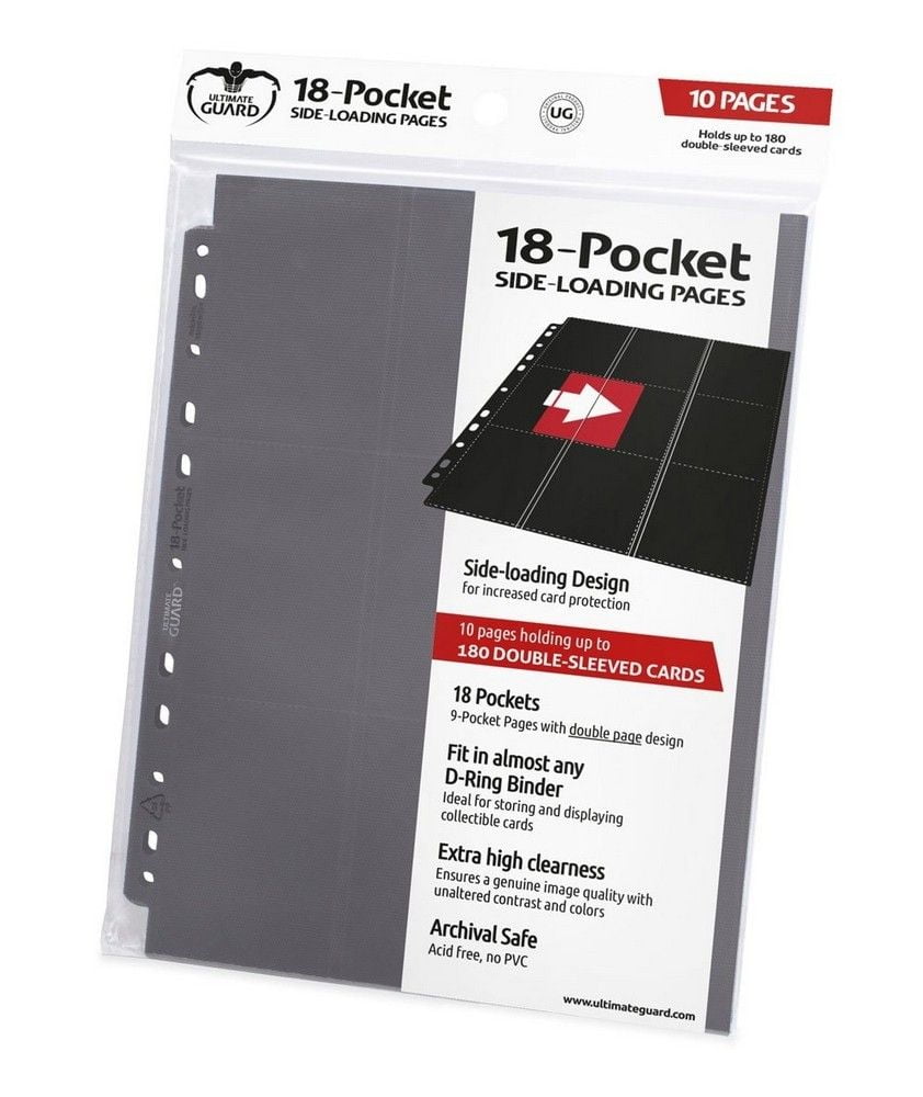 10x 18-Pocket Pages Side-Loading - Grey
