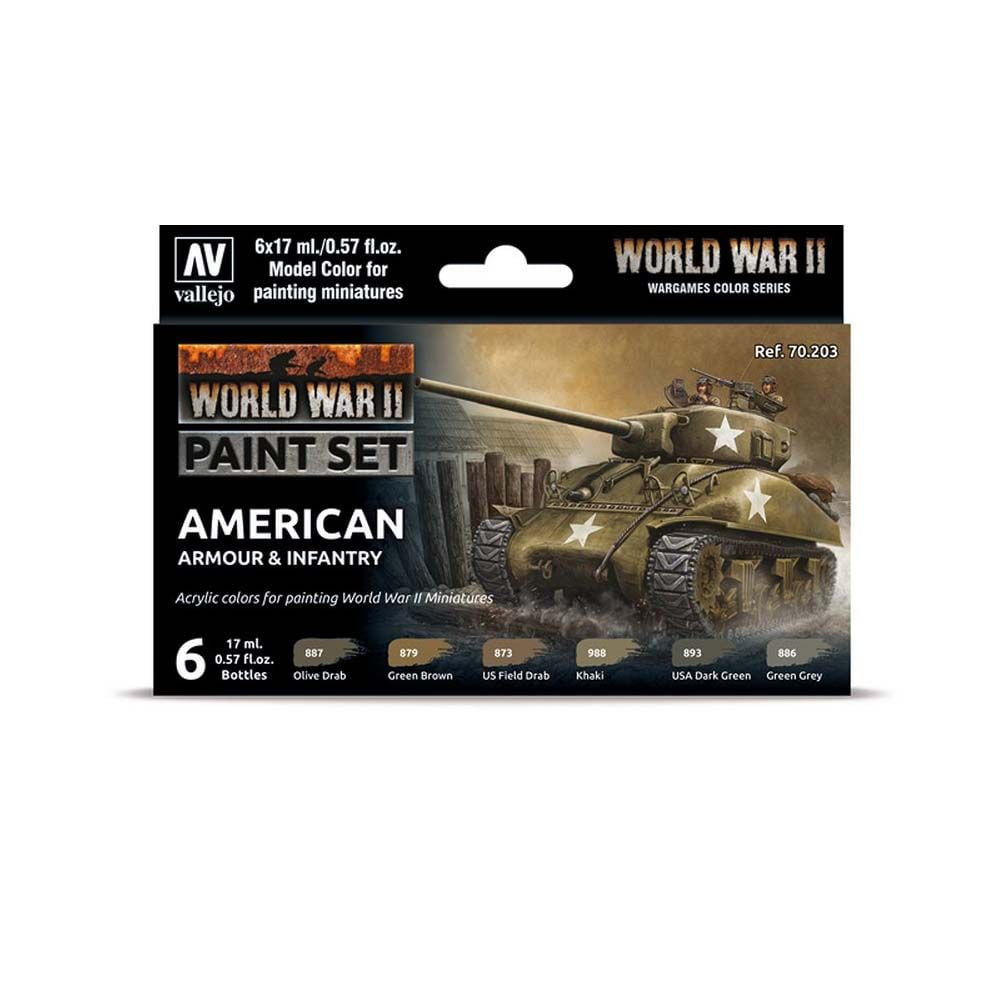 AV Vallejo Model Color Set - WWII American Armour & Infantry