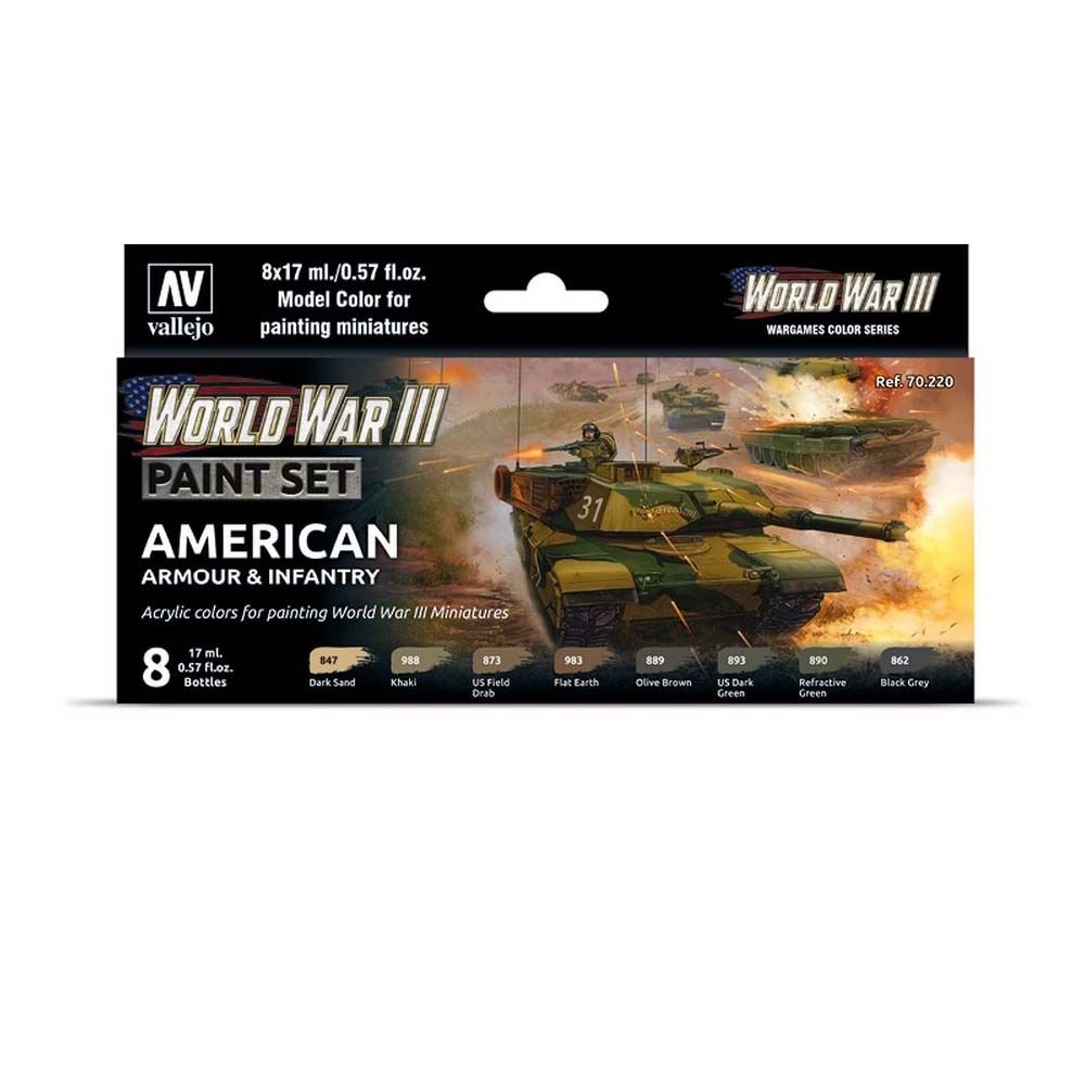 AV Vallejo Model Color Set - WWIII American Armour & Infantry