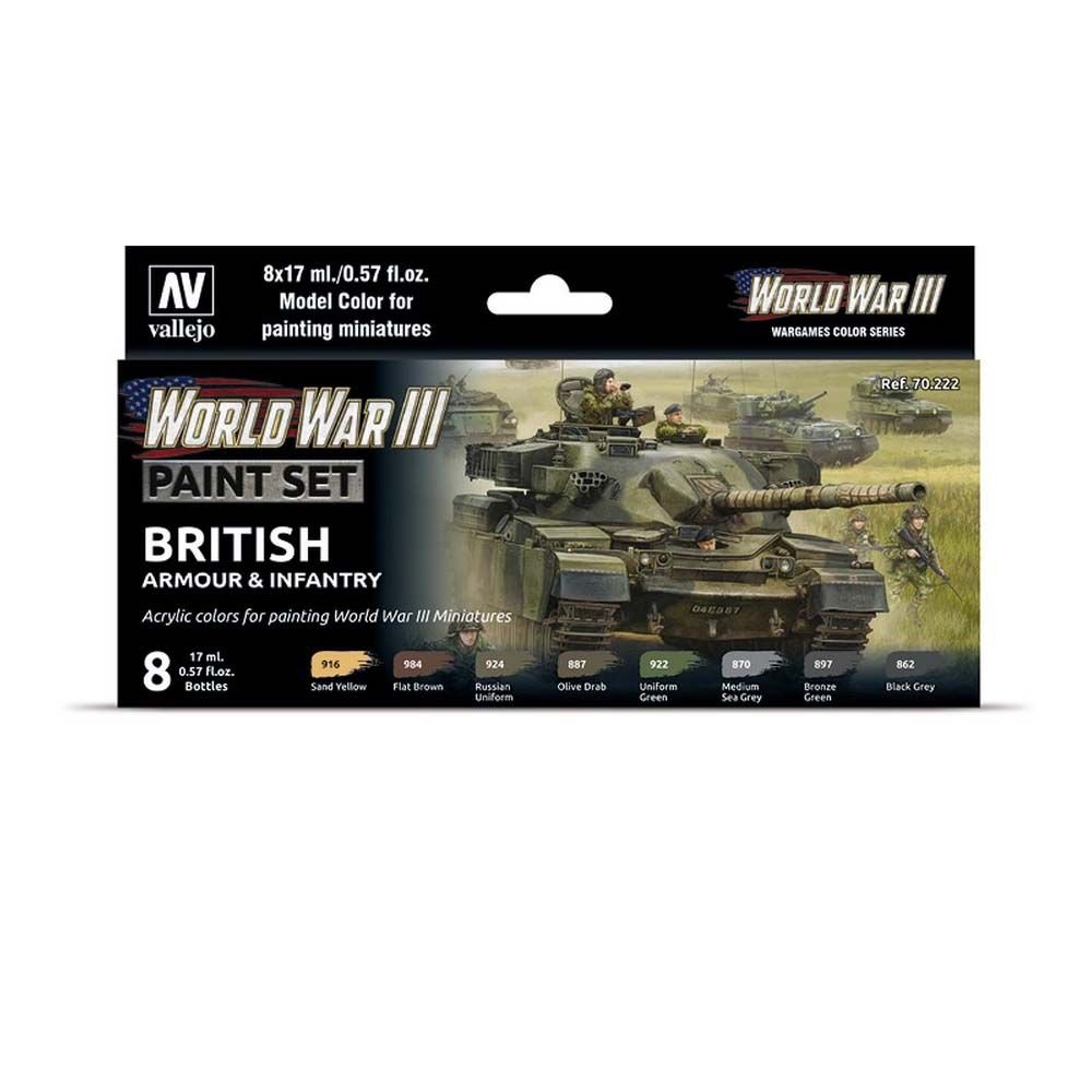 AV Vallejo Model Color Set - WWIII British Armour & Infantry