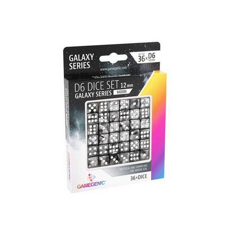 Gamegenic: Galaxy Series - Moon -  D6 Dice Set 12 mm (36 pcs) Black
