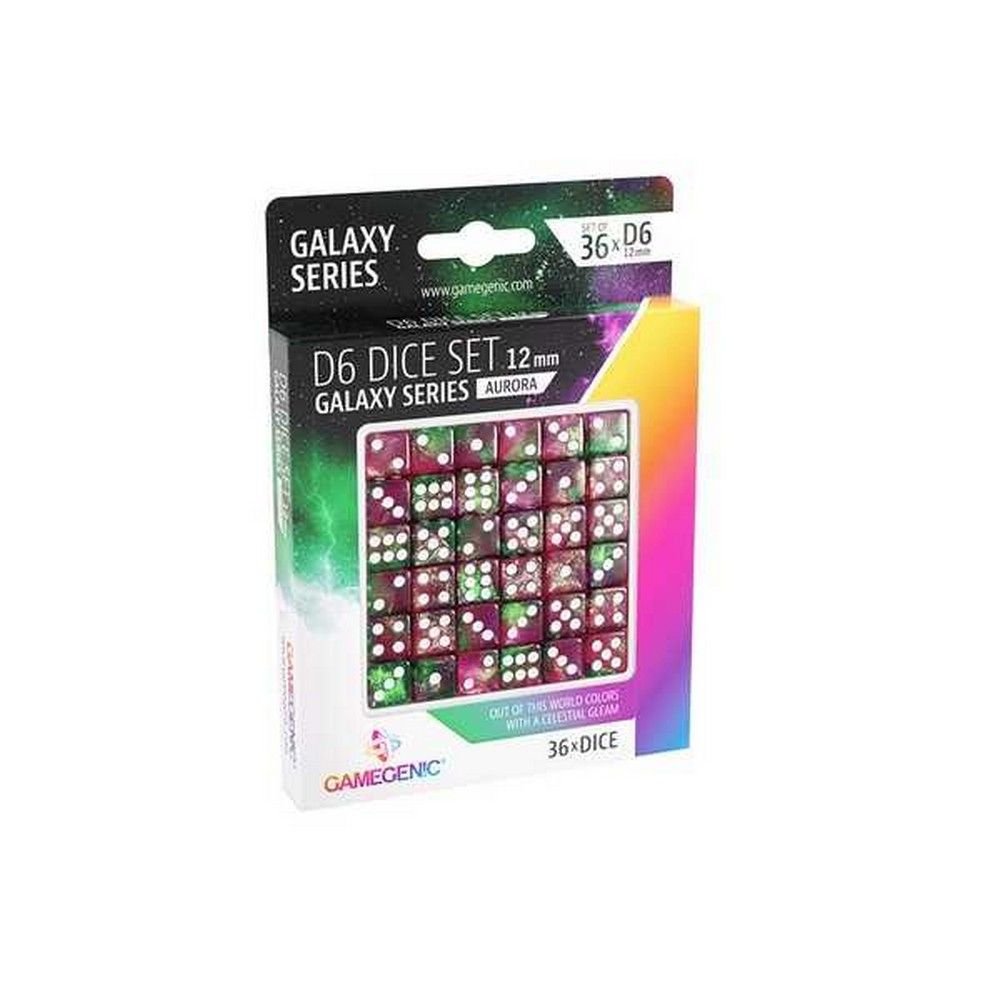 Gamegenic: Galaxy Series - Aurora -  D6 Dice Set 12 mm (36 pcs) Green / Purple