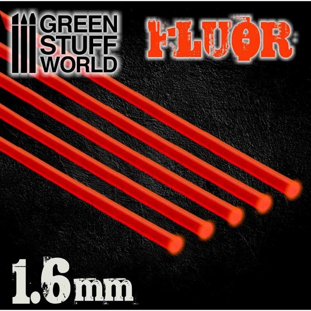 Acrylic Rods - Round 1.6mm Fluor Red-orange