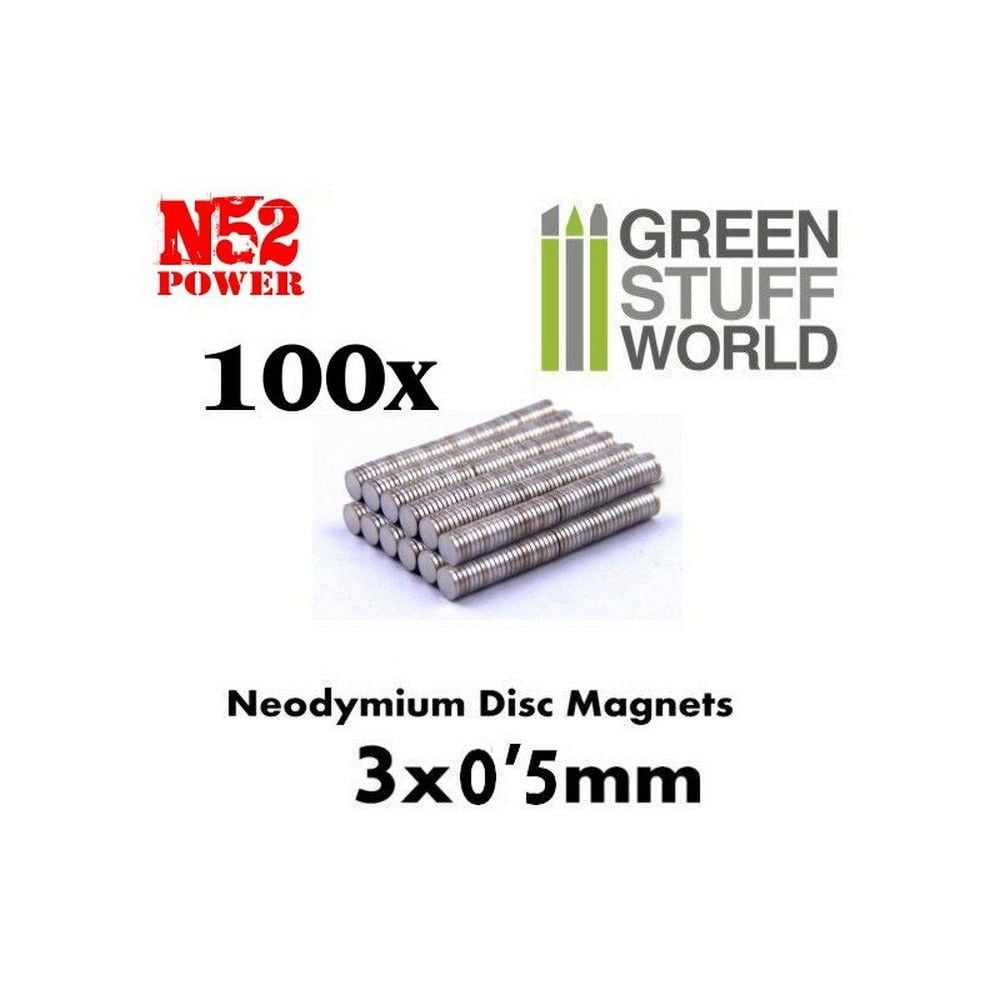Neodymium N52 Magnets 3x0.5mm - 100 Units