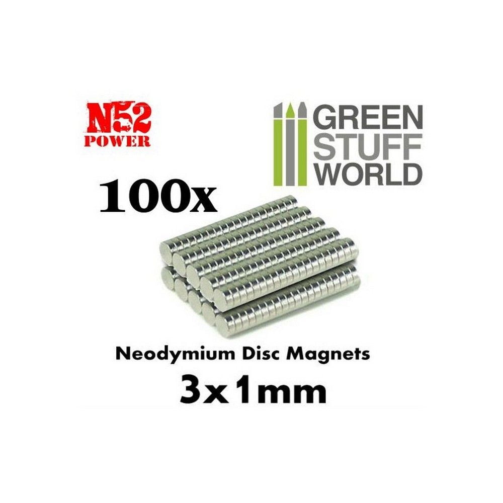 Neodymium N52 Magnets 3x1mm - 100 Units