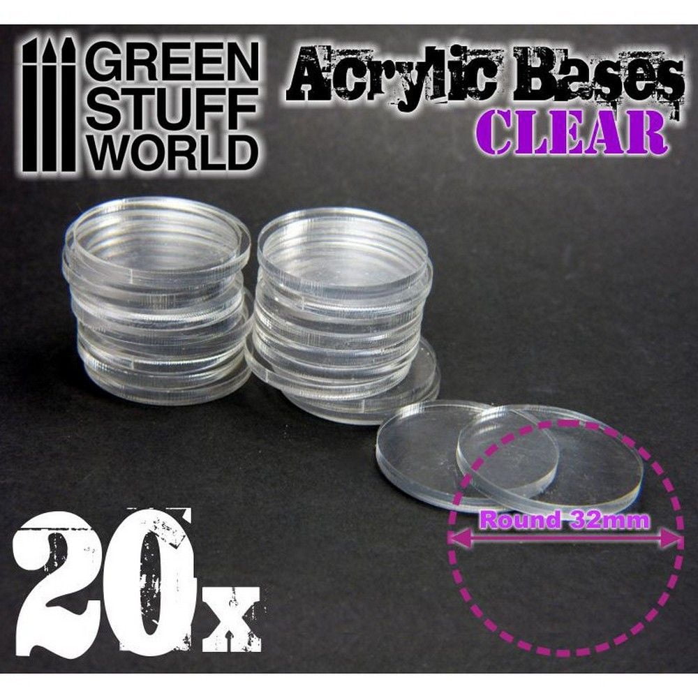 Acrylic Bases - Round 32mm Clear