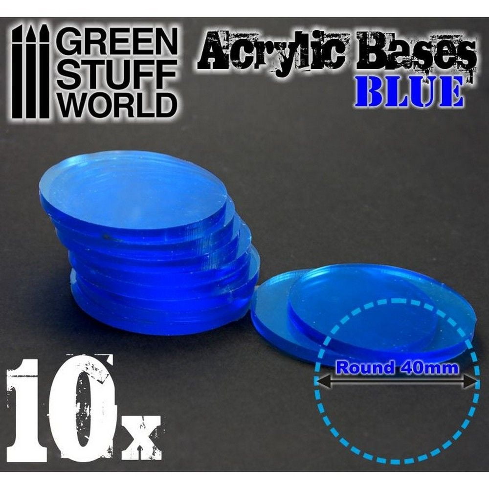 Acrylic Bases - Round 40mm Clear Blue