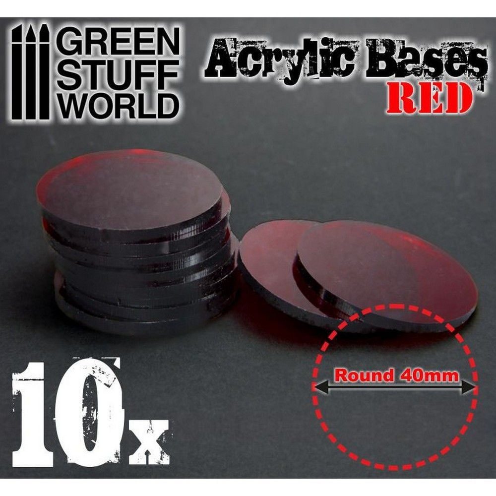 Acrylic Bases - Round 40mm Clear Red