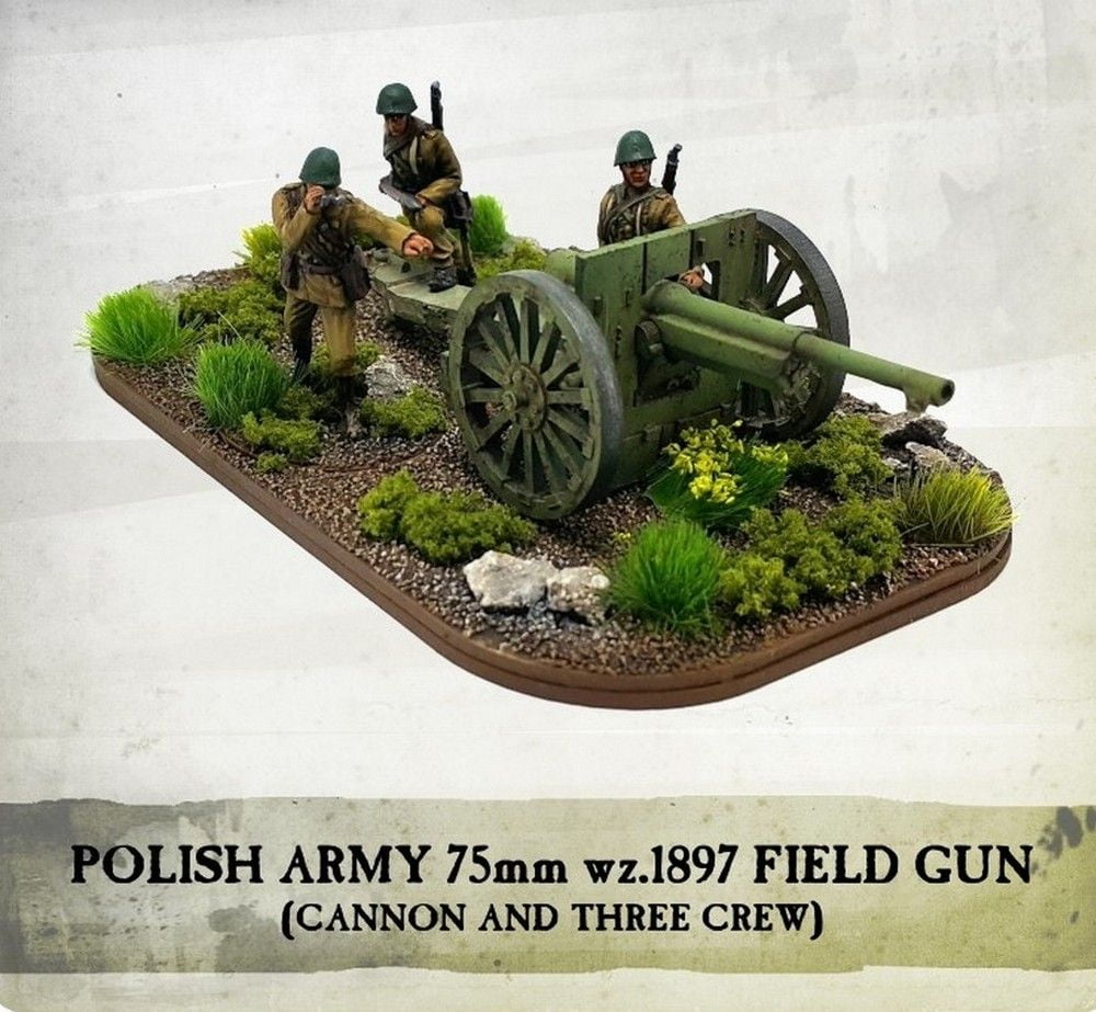 Polish Army wz.1897 Schneider 75mm Field Gun with Crew (Cannon + 3)