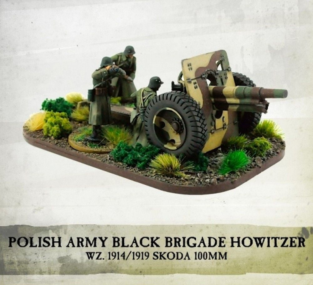 Polish Army Black Brigade wz. 1914 / 1919 Skoda 100mm Howitzer with Crew (Cannon + 4)