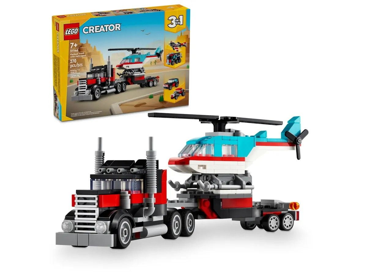 Flatbed Truck with Helicopter LEGO Creator 3-in-1 31146
