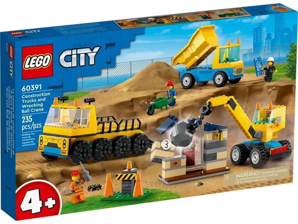 Construction Trucks and Wrecking Ball Crane LEGO City 60391