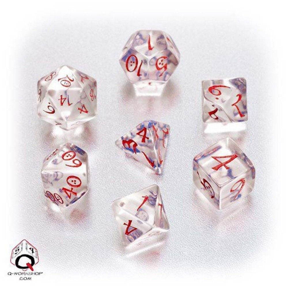 Transparent Blue and Red Classic RPG Dice Set (7)