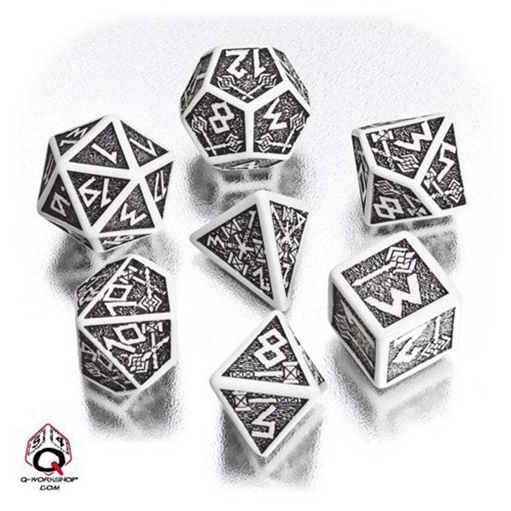 White & Black Dwarven Dice Set (7) Box