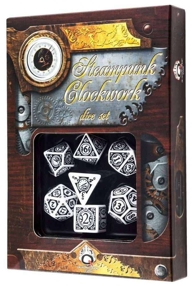 Steampunk Clockwork White & Black Dice Set (7)