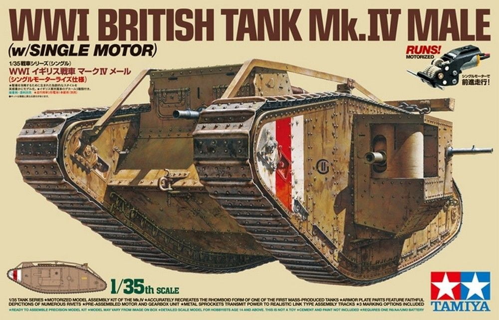 1/35 WWI British Mk IV Tank Male with Motor