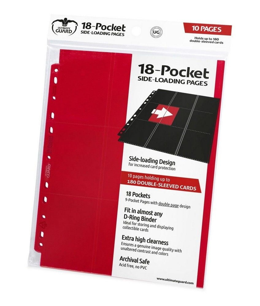 10x 18-Pocket Pages Side-Loading - Red