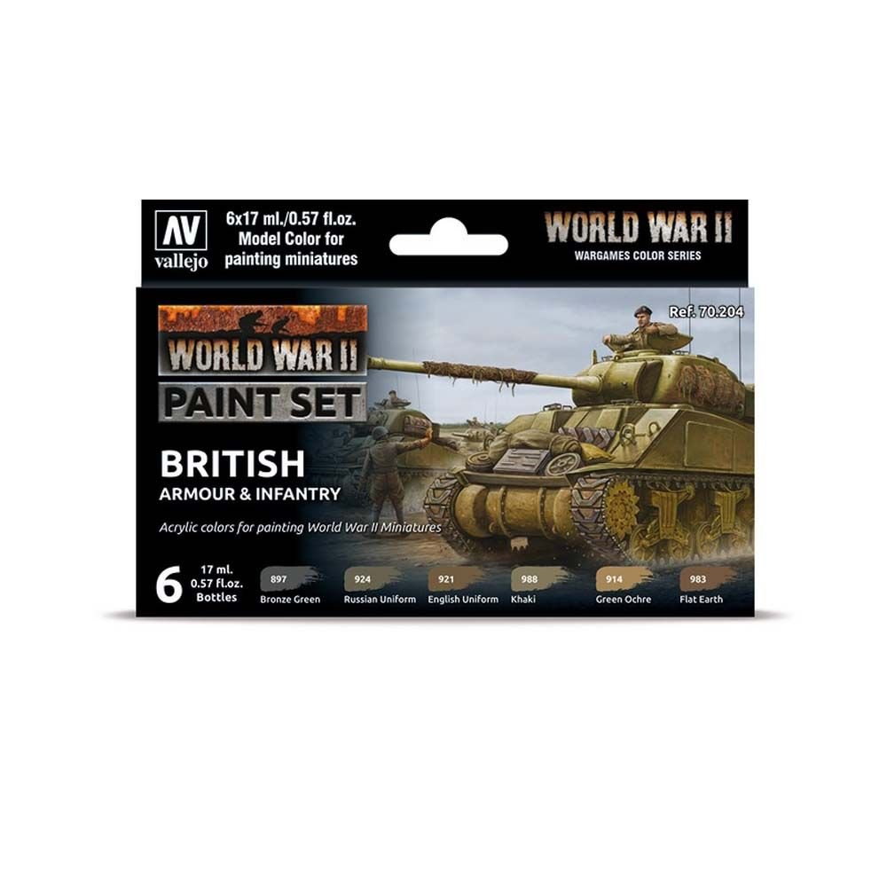 AV Vallejo Model Color Set - WWII British Armour & Infantry