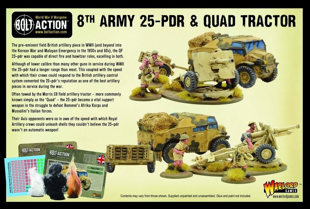 8th Army 25-pdr Light Artillery, Quad Tractor & Limber
