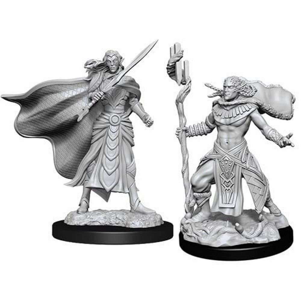 Elf Fighter and Elf Cleric - Unpainted Magic The Gathering Miniatures