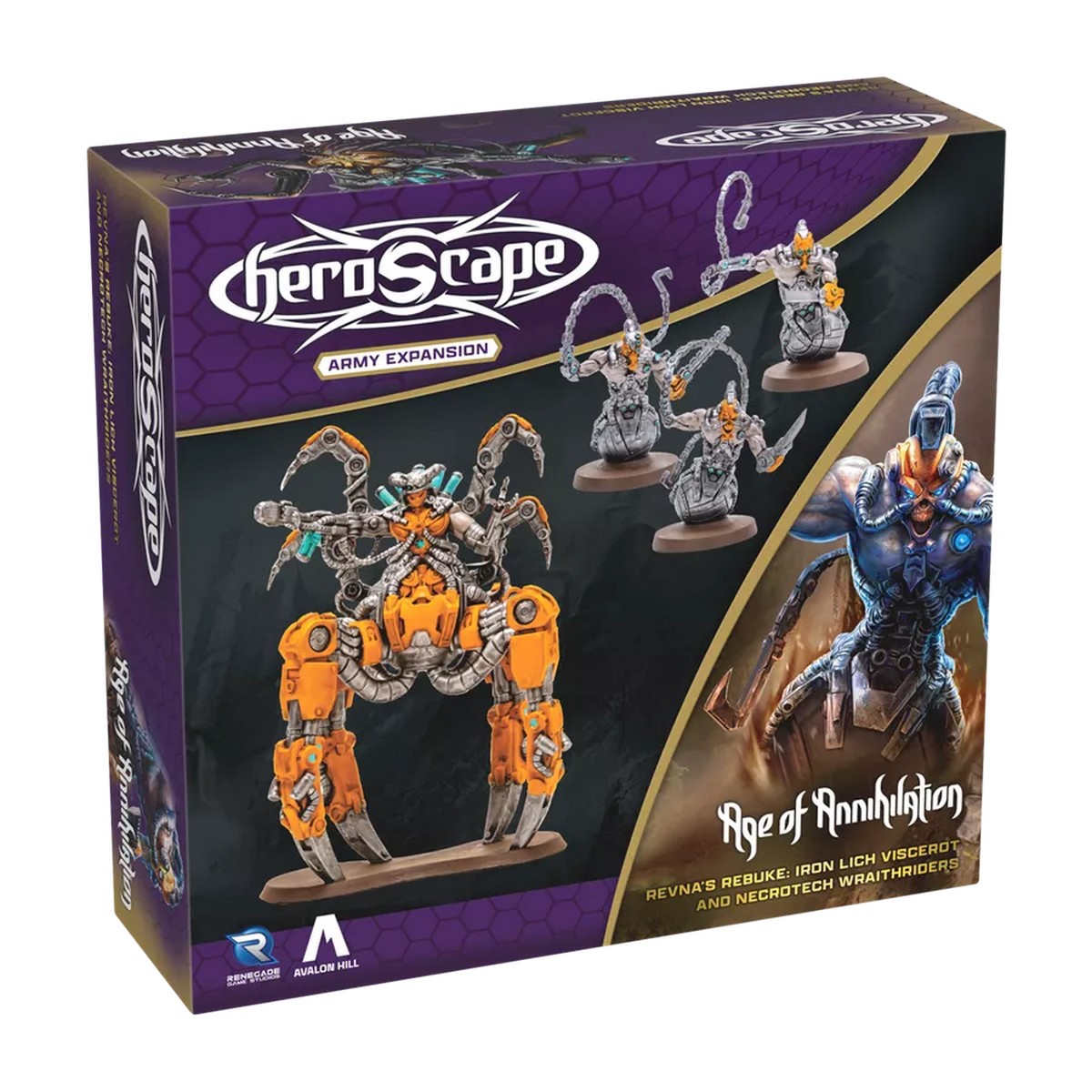 Heroscape: Revna’s Rebuke - Iron Lich Viscerot and Necrotech Wraithriders Army - Premium By Renegade Game Studios