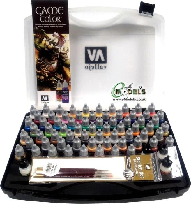 Vallejo Paint Game Color Paint Set in Plastic Storage Case (72 Colors &  Brushes) 