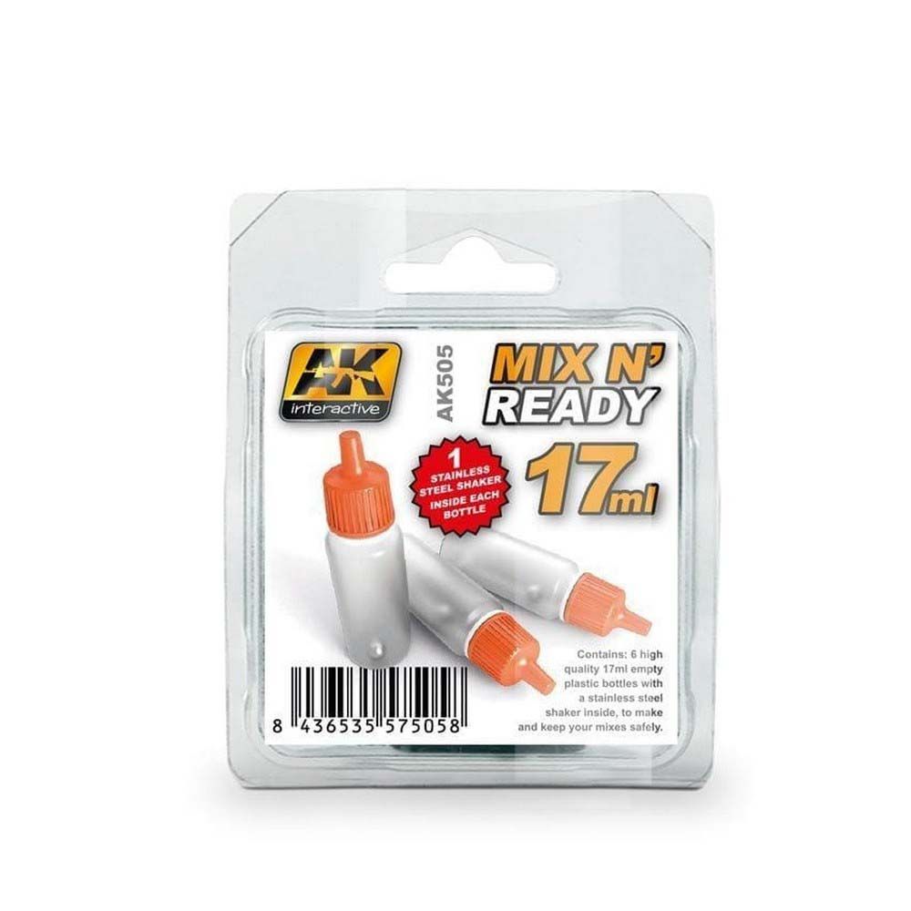 AK Interactive Mix And Ready Acrylics (6 empty 17ml jars with shaker ball)
