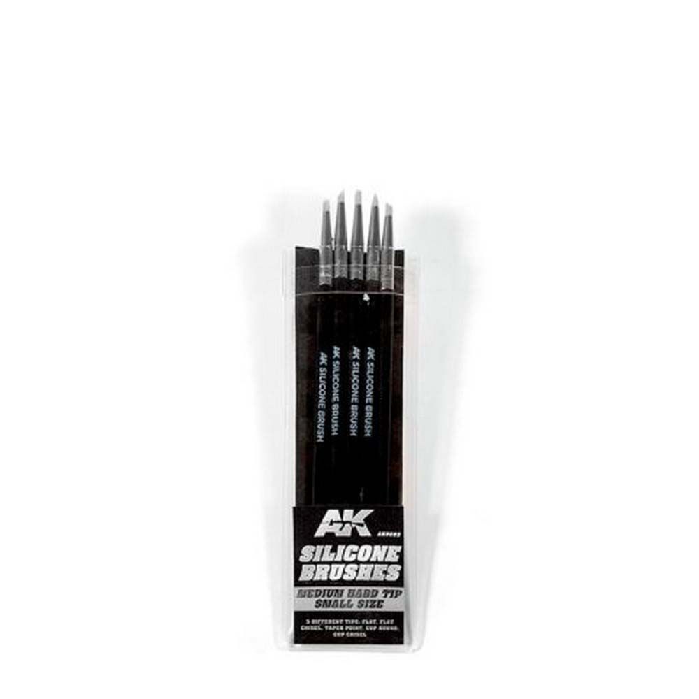 AK Interactive Silicone Brushes Medium Hard Tip - Small (5 Pack)