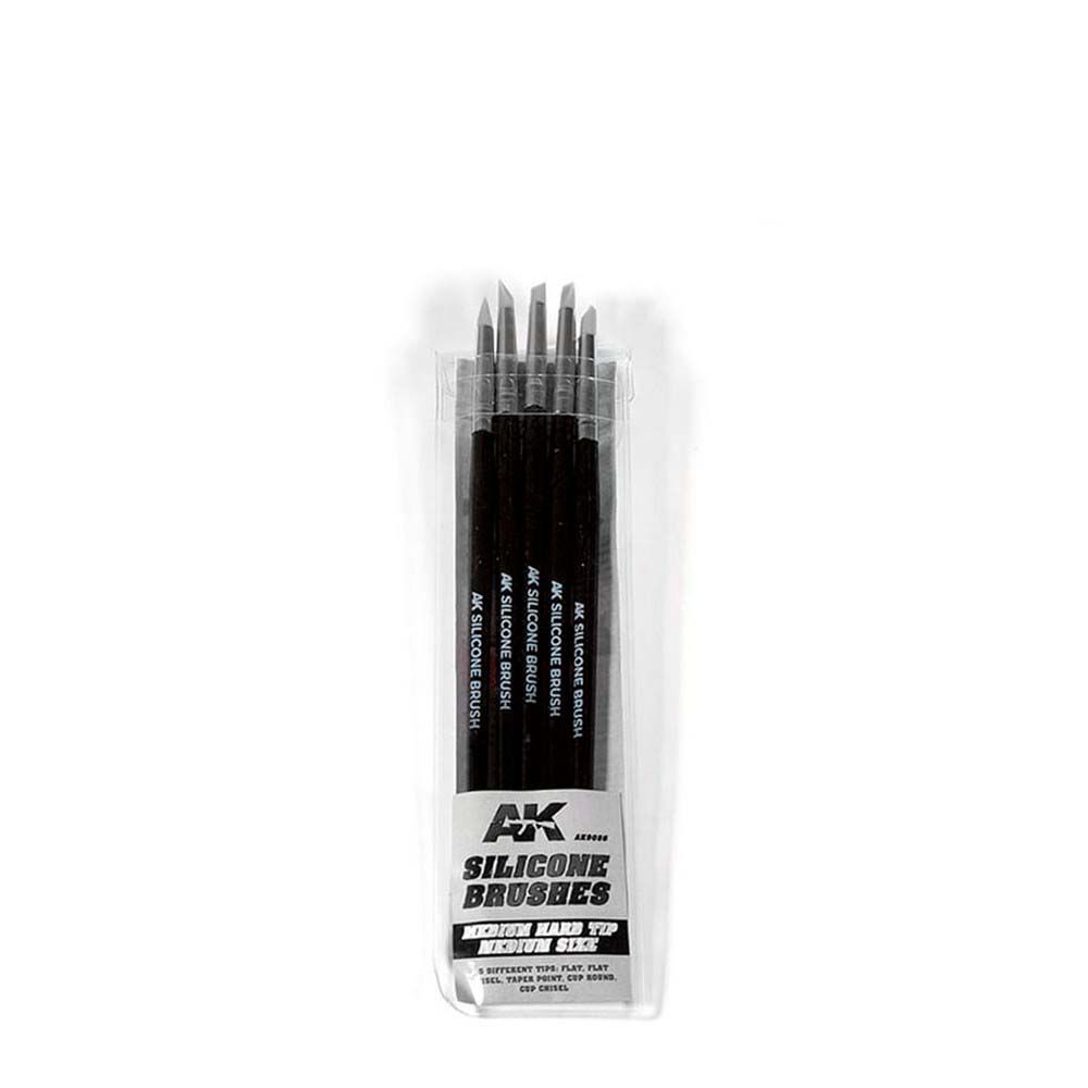 AK Interactive Silicone Brushes Medium Hard Tip - Medium (5 Pack)