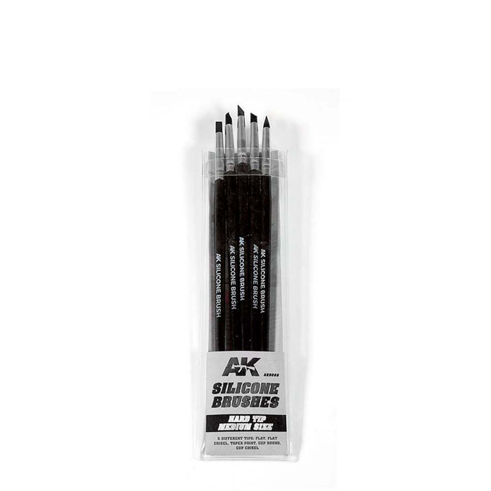AK Interactive Silicone Brushes Hard Tip - Medium (5 Pack)