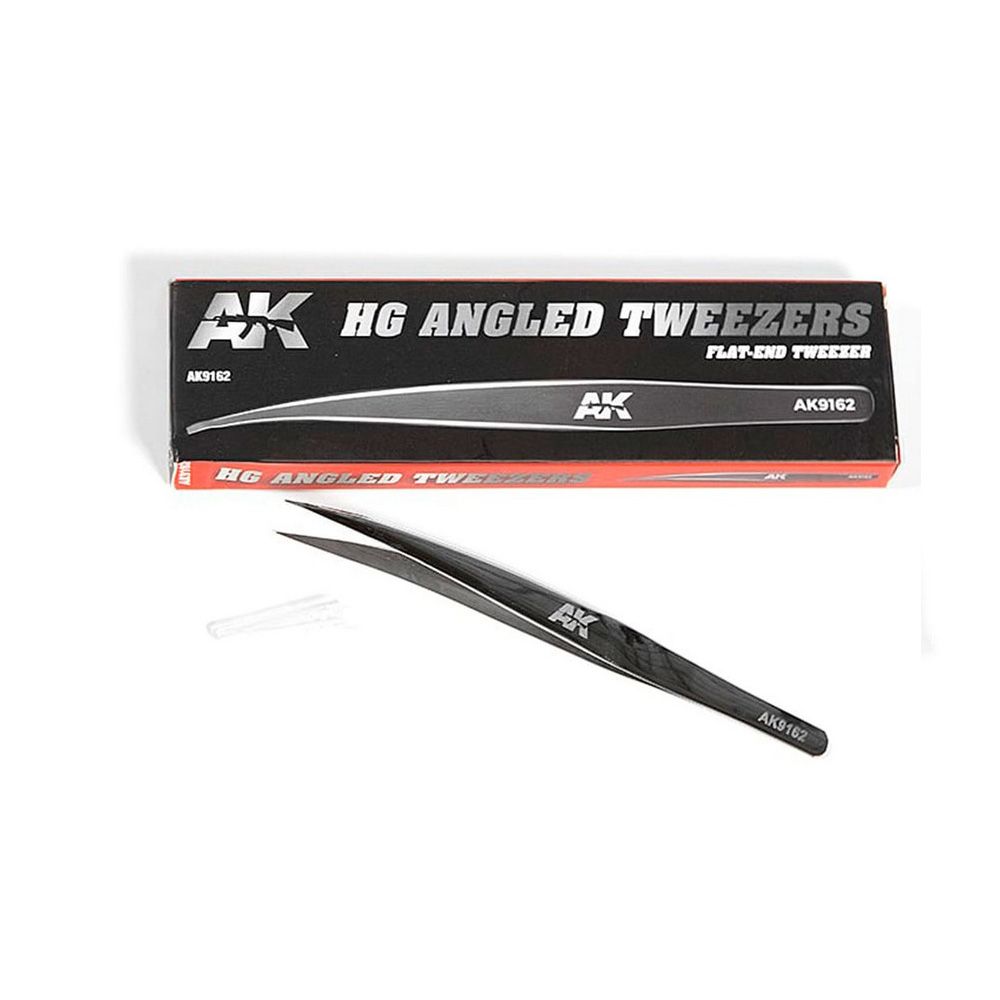 AK Interactive HG Angled Tweezers 02 (Flat-end)