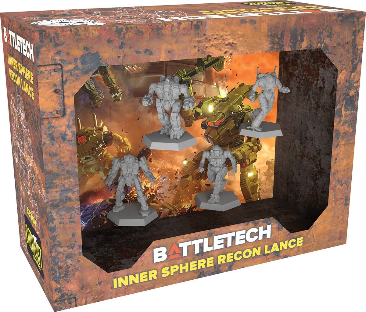 Catalyst Game Labs BattleTech – Inner Sphere Heavy Lance – 4 Miniaturas Premium Ensambladas Con Tarjetas Alpha Strike Y Piloto, Edad 14+