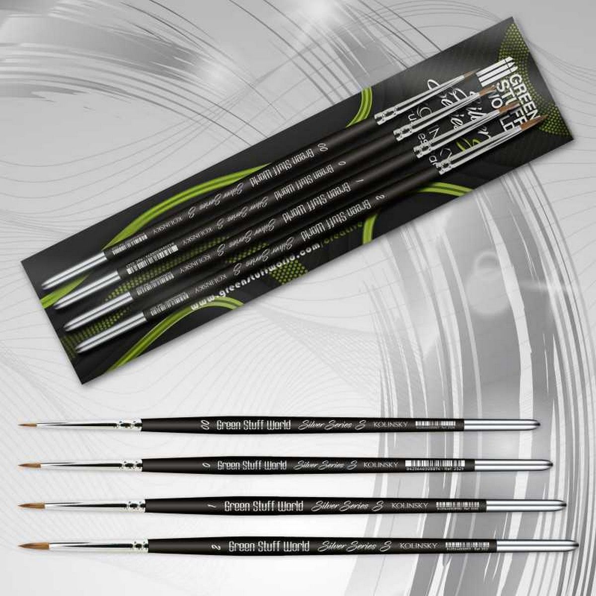 Green Stuff World Silver Series (S) Paint Brush Set