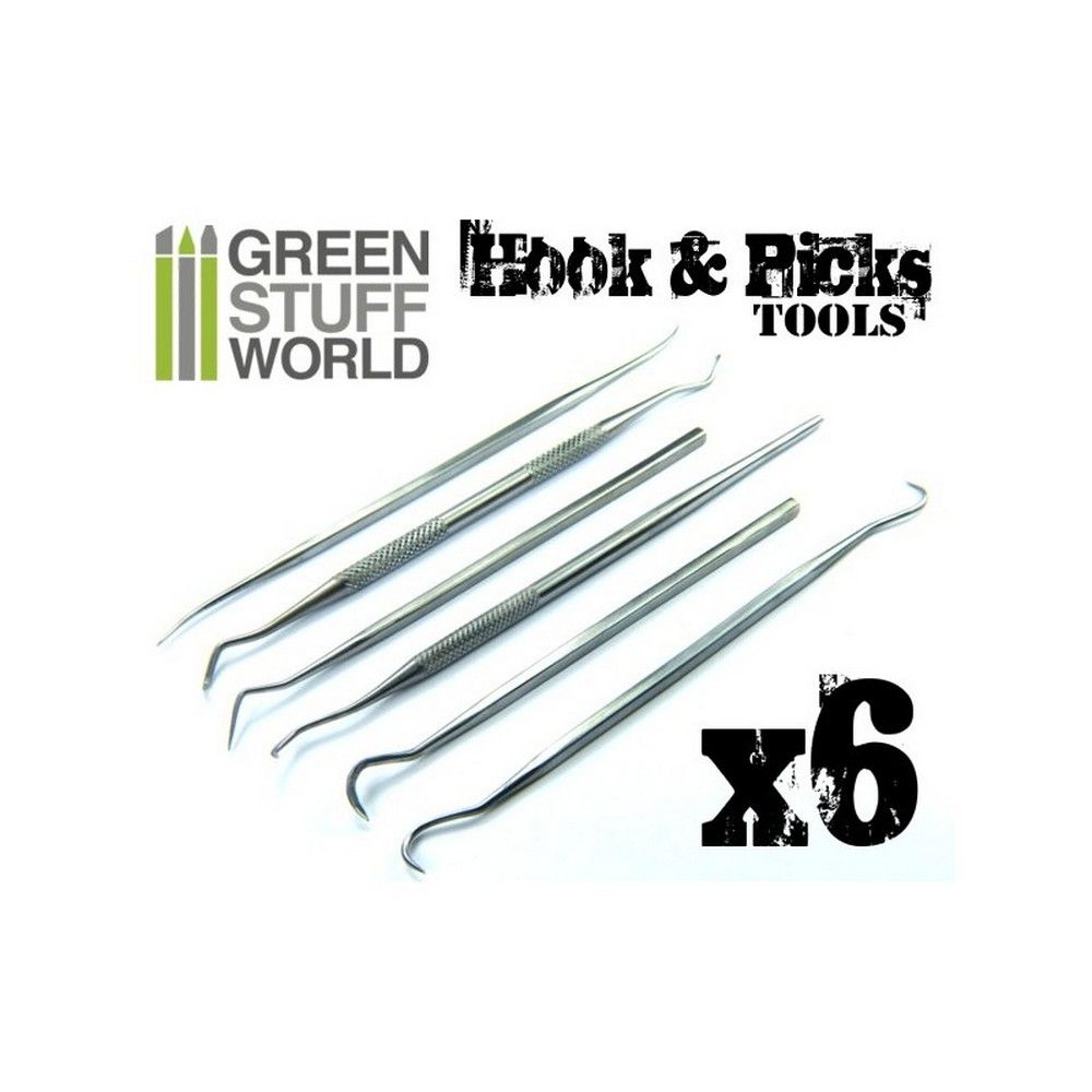 Green Stuff World 6x Hook and Pick Tool Set