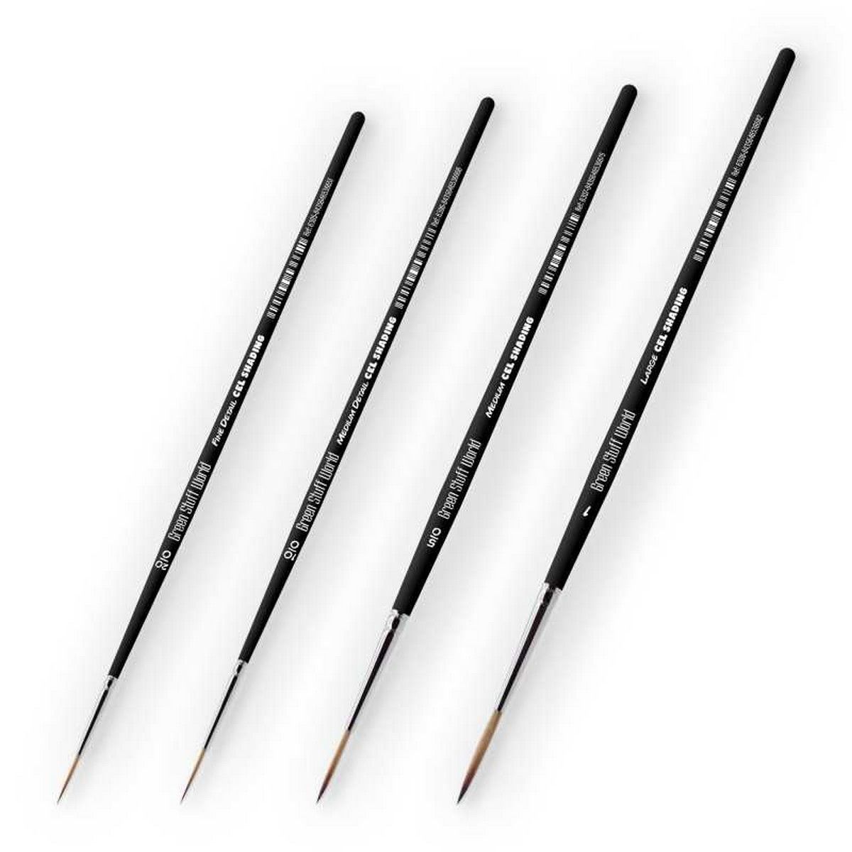 Green Stuff World Synthetic Cel Shading Brushes Pack x4
