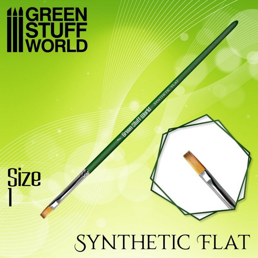 Green Stuff World Green Series Flat Synthetic Brush Size 1