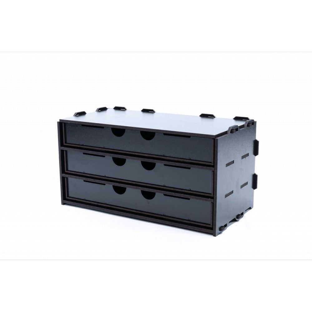 Kraken Black Rack Wardrobe (3 Long Drawers)