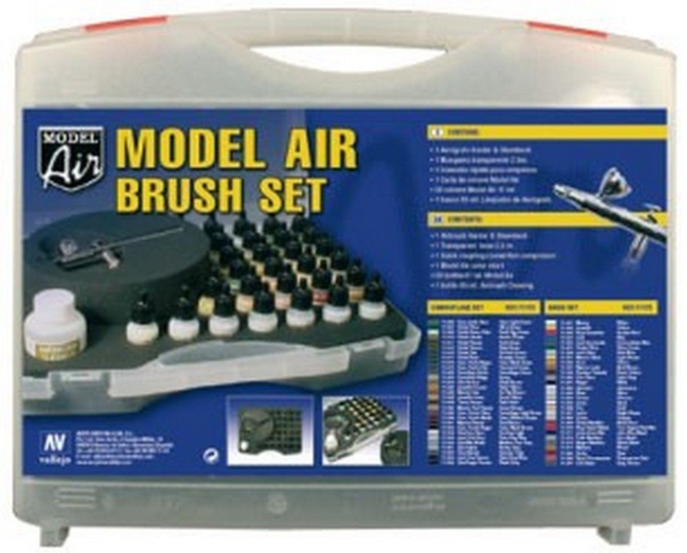 Vallejo Model Air - Basic Colours &amp; Airbrush Set